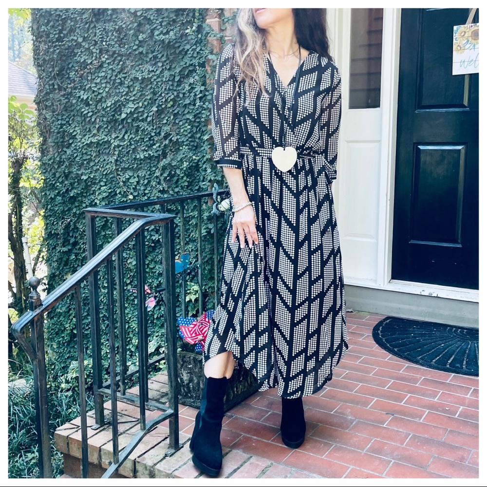 Paris Beautiful geometry print chic dress